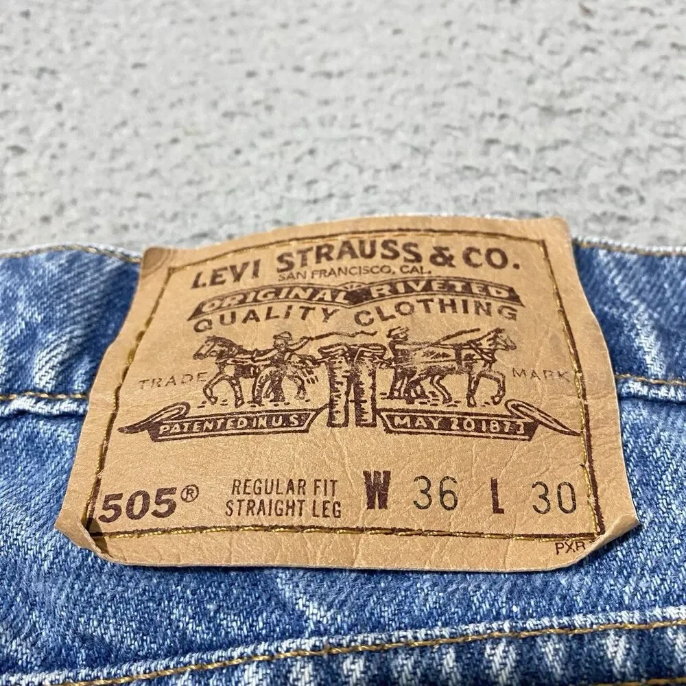 Vintage Levis 505 Jeans Men 34x29 Blue Orange Tab Regular Straight Leg Tag 36x30